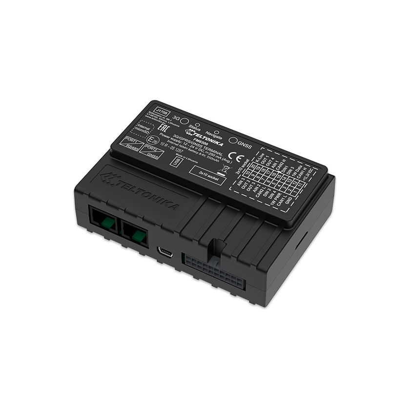 Teltonika FM6300 Heavy transport tracker top front view. Mifi-hotspot.