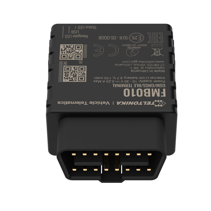 Teltonika FMB010 2G GPS vehicle tracker connector view. Mifi-hotspot.