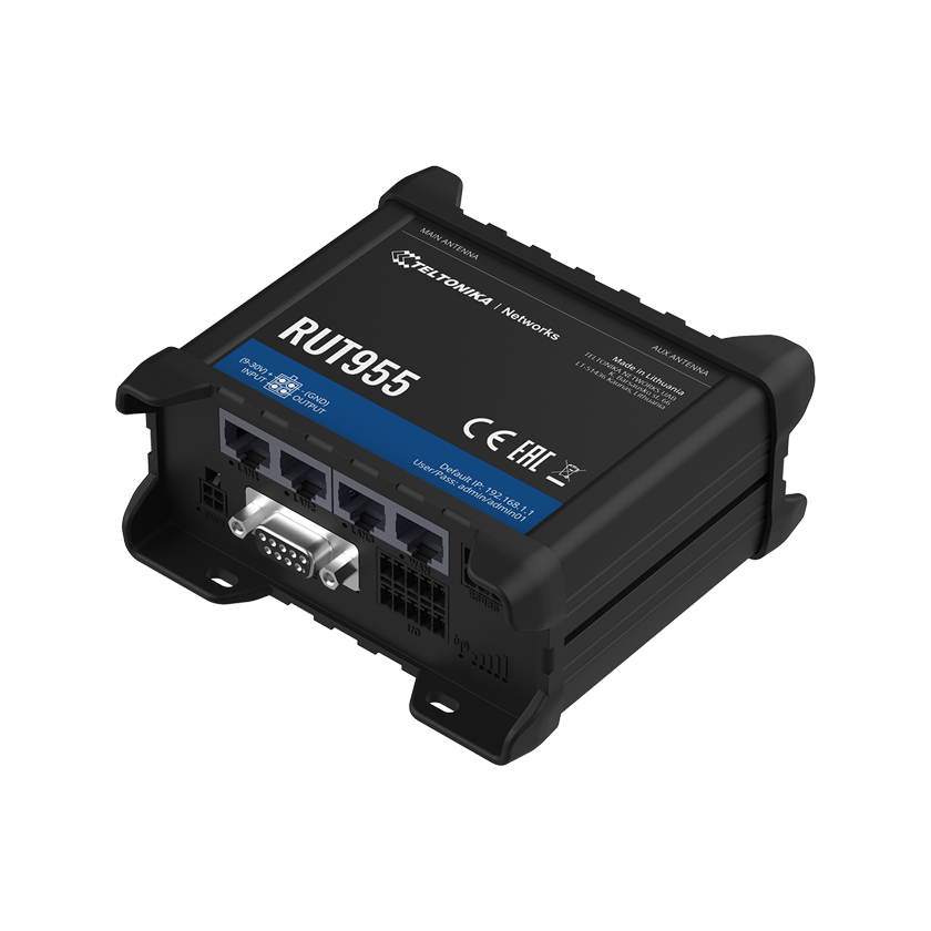 Teltonika RUT955 V2 M2M router 4G LTE front view.