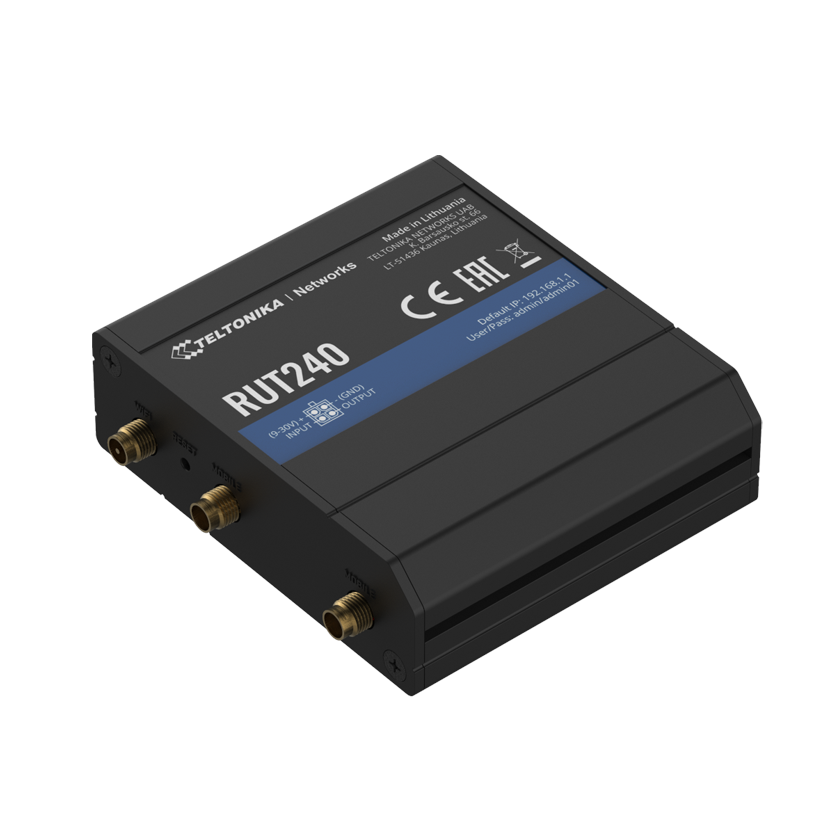 Teltonika RUT 240 router 4G LTE back top view.