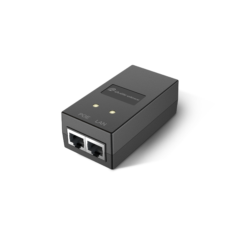 Mificon QuPSU GP241E Gigabit Passive PoE Power supply front view. Mifi-hotspot.