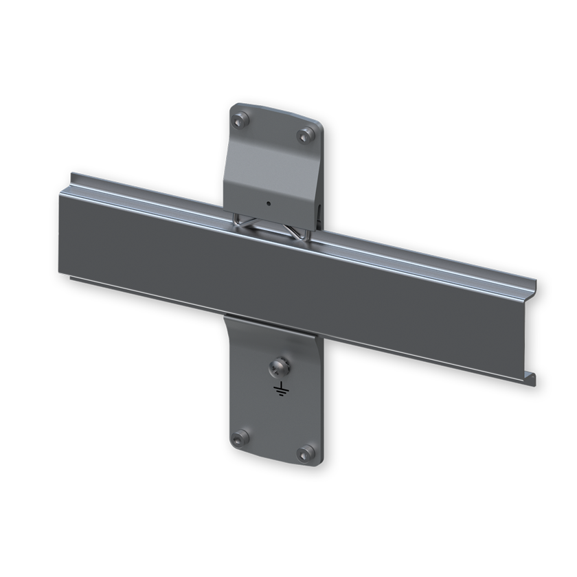 Teltonika PR5MEC24 rear panel with din rail holder complete front view.