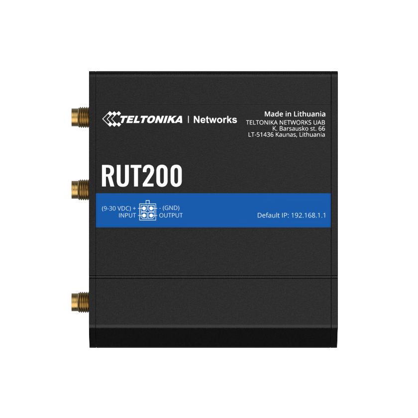 Teltonika RUT200 4G LTE router top view. Mifi-hotspot