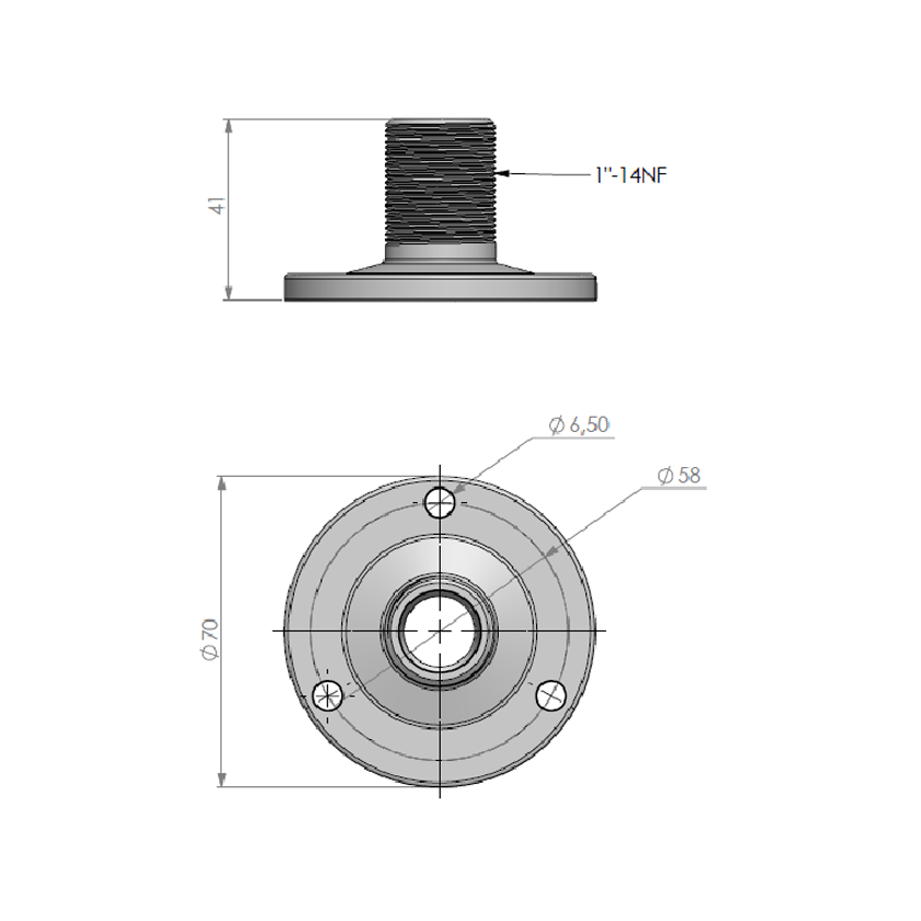 SCAN 1 Inch montagesteun 1"-14NF voor SCAN Marine antennes Nylon