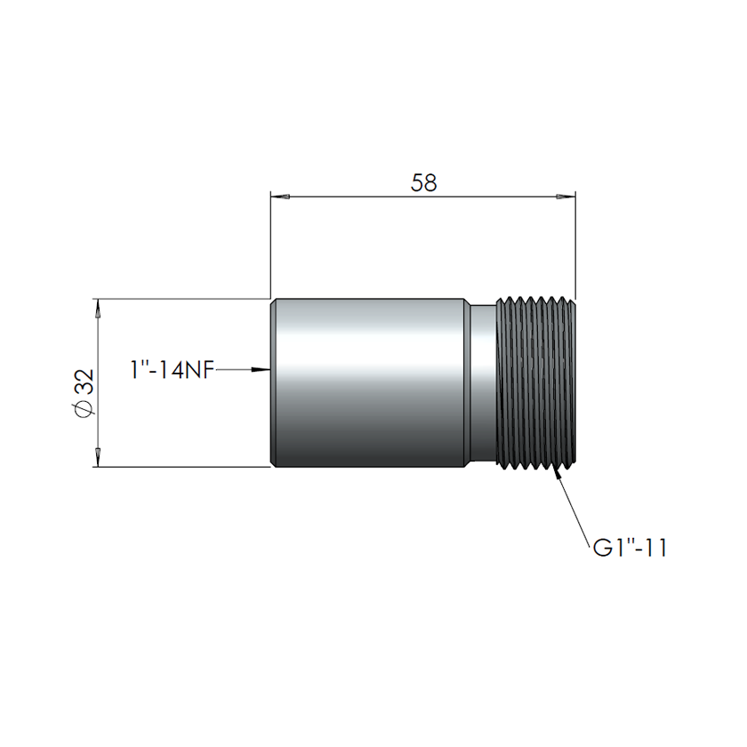 Scan Antenna 1"-11 naar 1"-14 adapter montagesteun