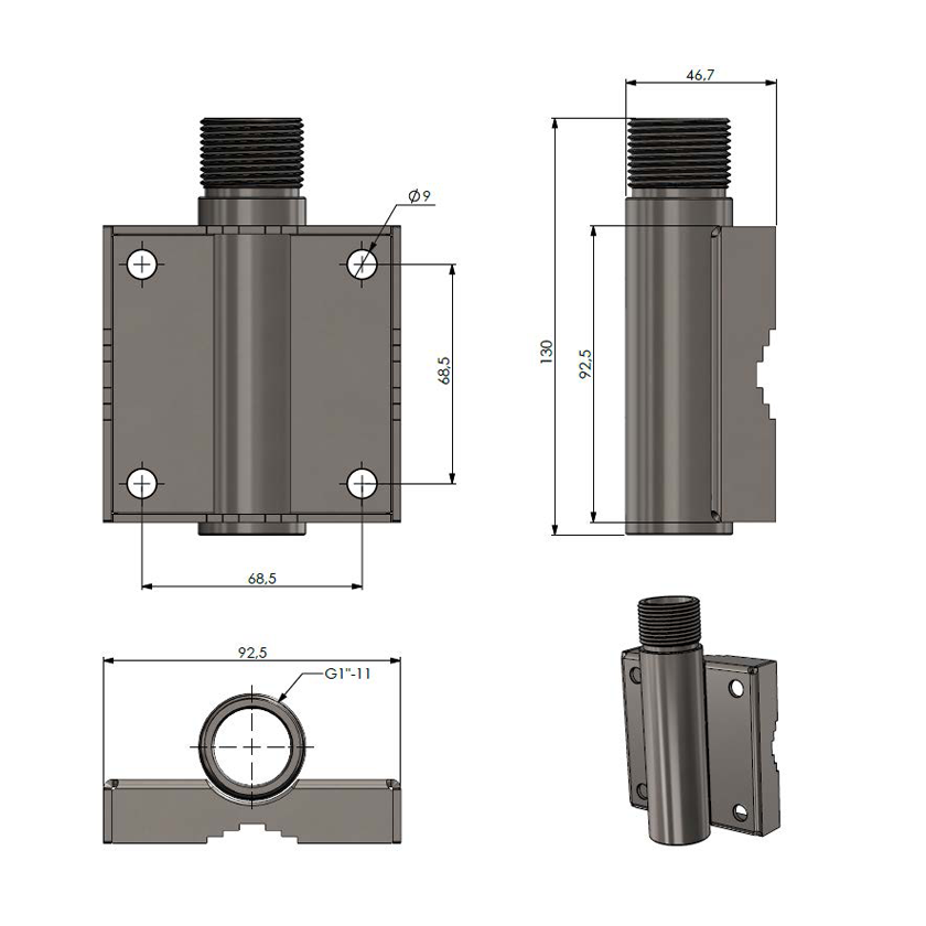 SCAN RVS 316 Antenna Support SS HD G1 "-11 for SCAN Marine Antennas