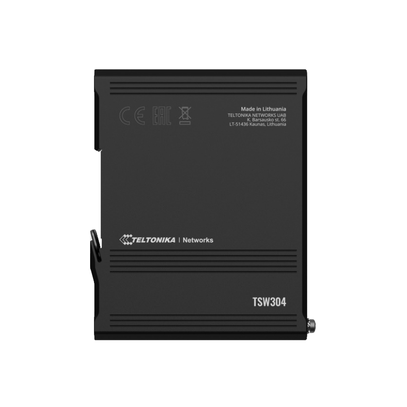 Teltonika TSW304 DIN rail top view.
