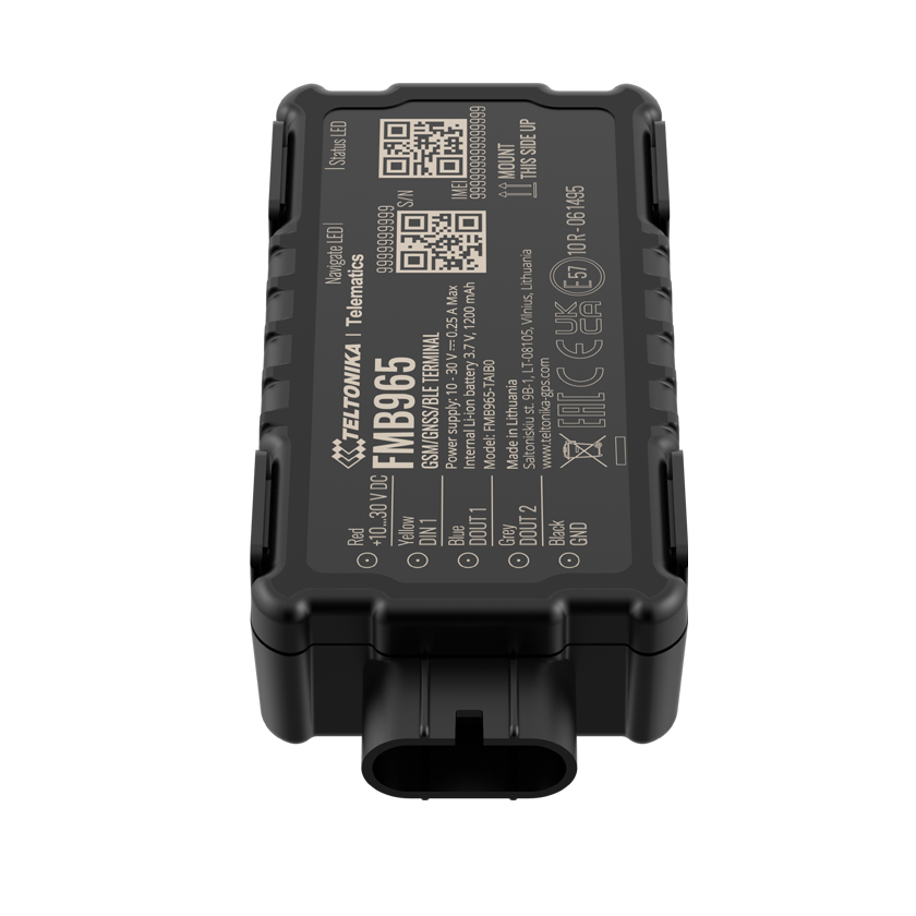 Teltonika FMB965 Waterproof Bluetooth vehicle tracker connector view. Mifi-hotspot