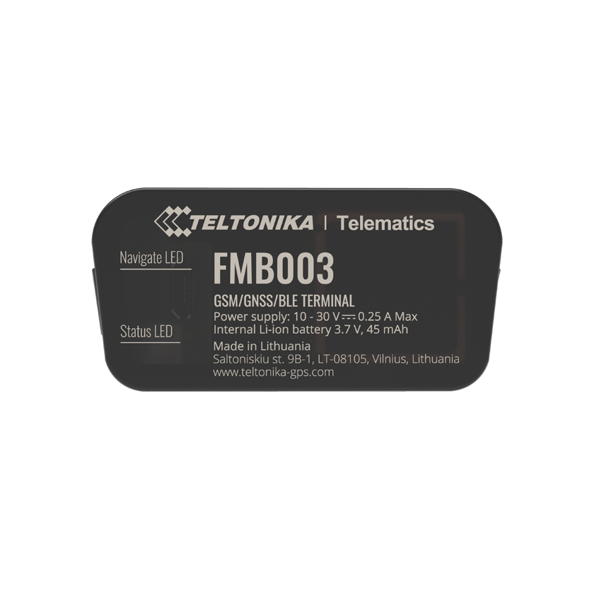 Teltonika FMB003 GPS vehicle tracker top view. Mifi-hotspot.