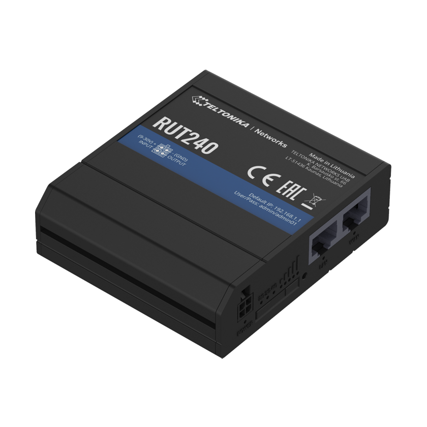 Teltonika RUT 240 router 4G LTE . Front top view.