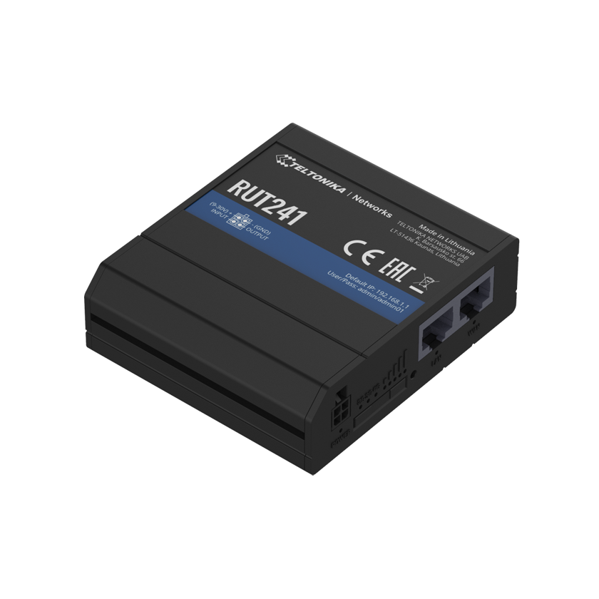 Teltonika RUT241 M2M CAT 4 router 4 G LTE front top view