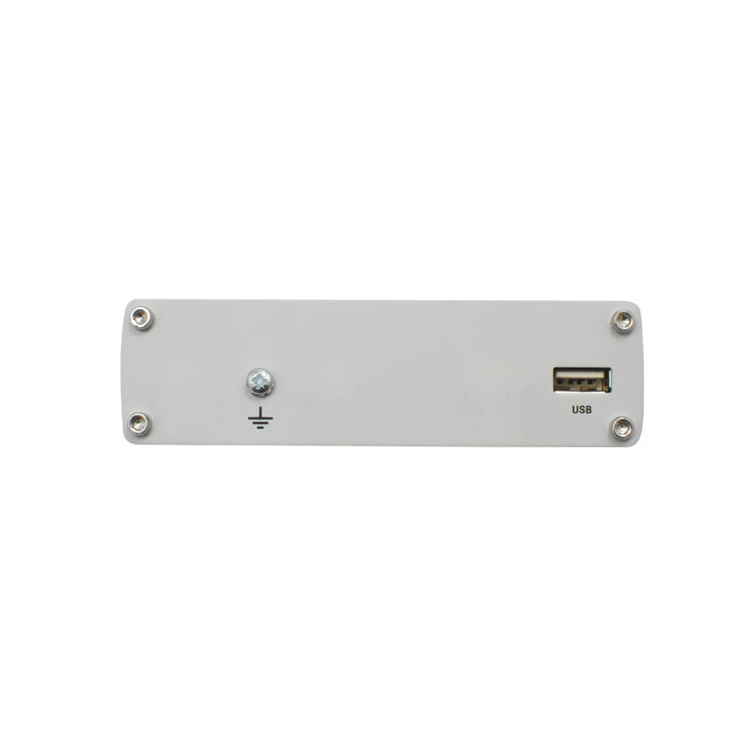 Teltonika RUTX08 industrial VPN router back view. USB port.