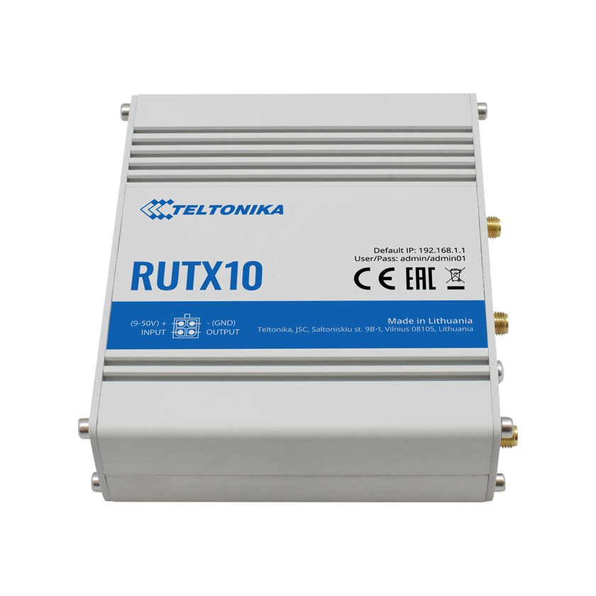 Teltonika RUTX10 Dual Band enterprise router with bluetooth top view