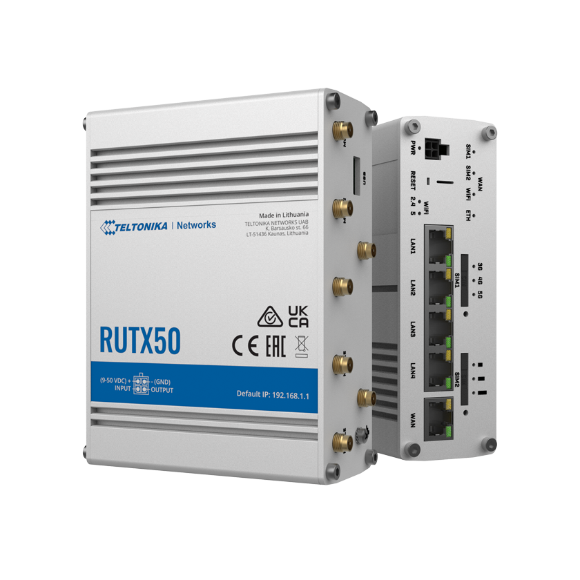 Teltonika RUTX50 DUAL BAND 5G M2M en IoT router feature image.